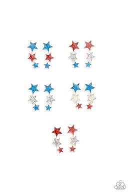 STARLET SHIMMER LET FREEDOM RING IRIDESCENT STARS EARRINGS