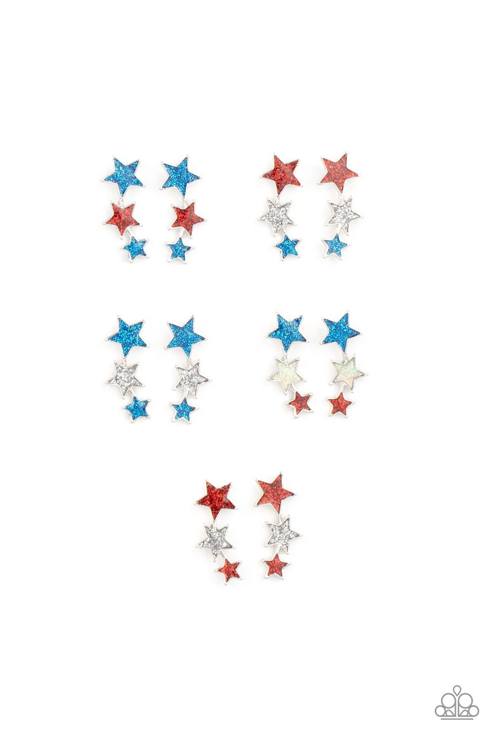 STARLET SHIMMER LET FREEDOM RING IRIDESCENT STARS EARRINGS